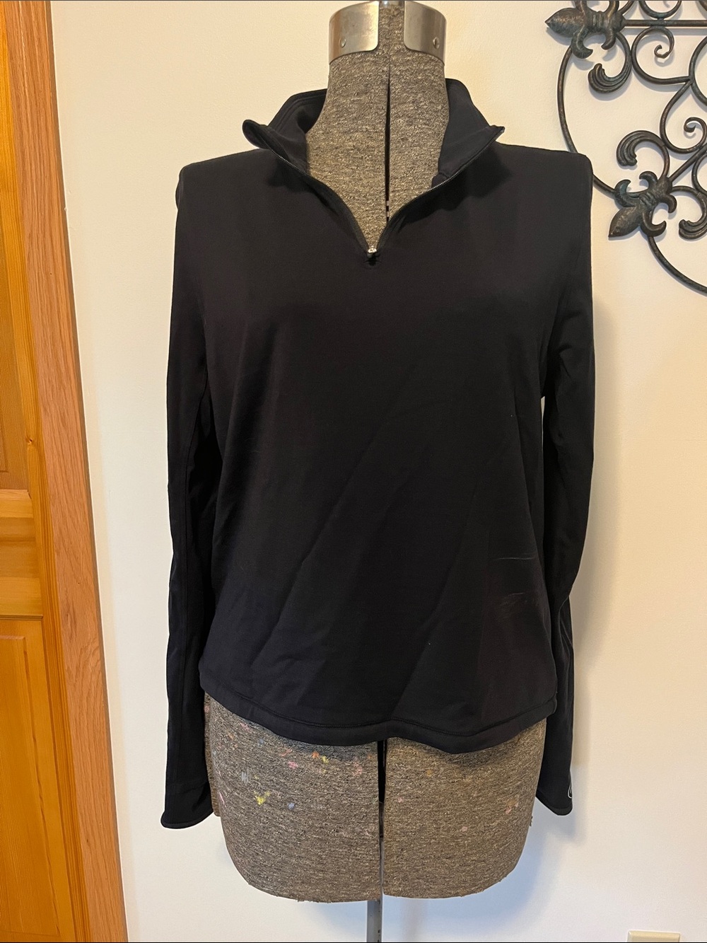 allbirds merino blend Women's Quarter-Zip Pullover Sweatshirt, black, M